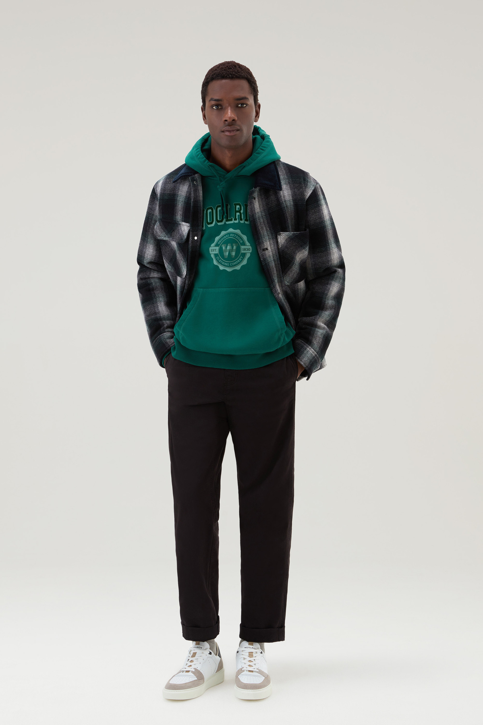 Hoodie in Pure Cotton Green photo 2 | Woolrich