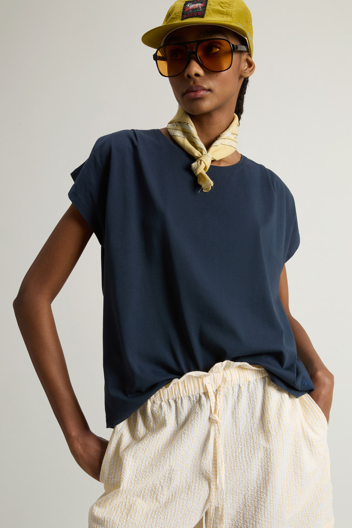 T-Shirt in Pure Pima Cotton Blue photo 4 | Woolrich