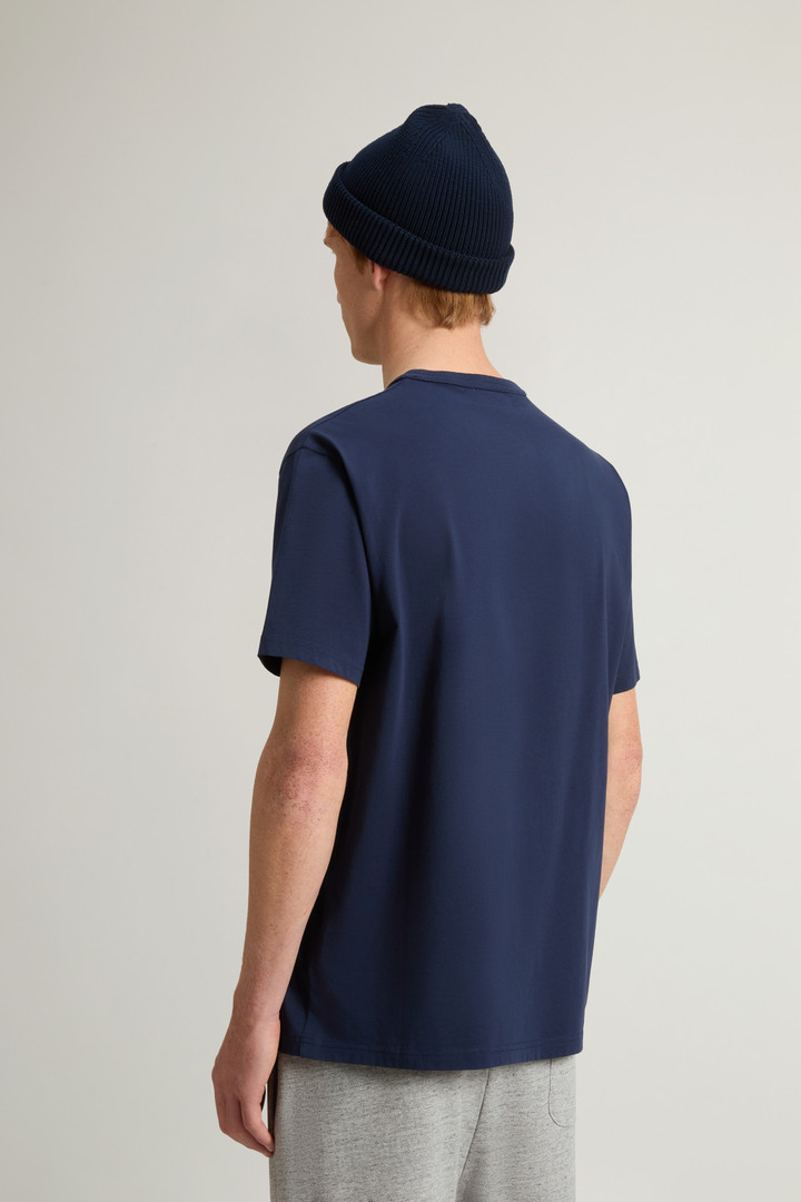 Pure Cotton T-Shirt with Embroidered Logo Blue photo 3 | Woolrich