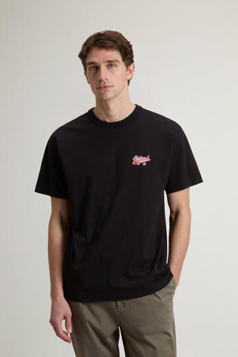 T-Shirt in Pure Cotton with Logo Black photo 1 | Woolrich