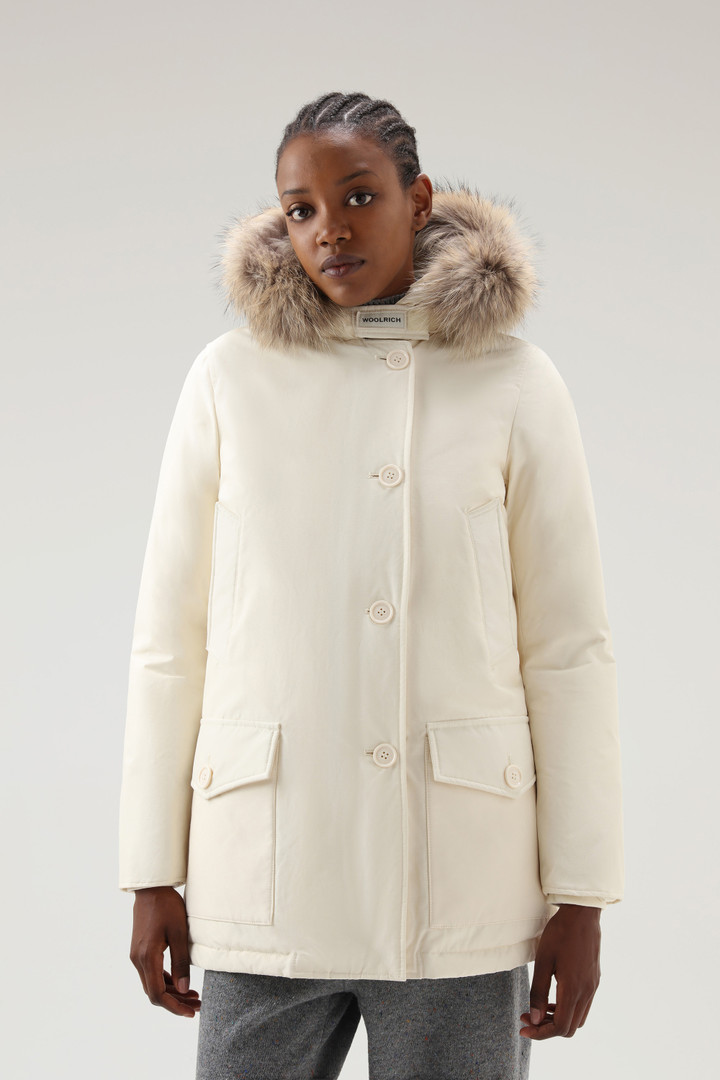 Arctic Parka in Ramar Cloth with Four Pockets and Detachable Fur - Women -  White