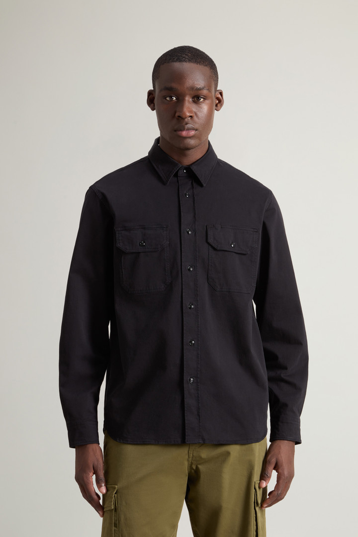 Garment-dyed Shirt in Stretch Cotton Black photo 1 | Woolrich