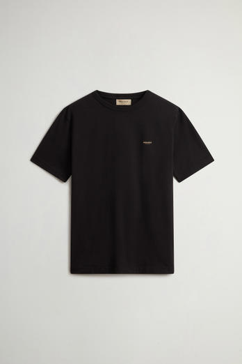T-Shirt in Pure Cotton with Logo Black photo 1 | Woolrich