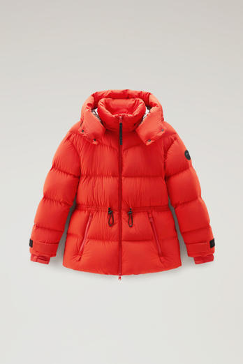Stretch Nylon Down Jacket with Detachable Hood Orange | Woolrich