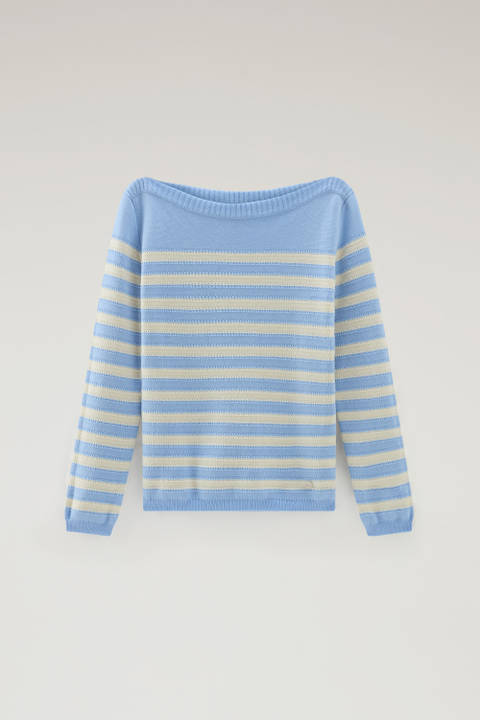 Pure Cotton Sweater with Boat Neckline Blue photo 2 | Woolrich