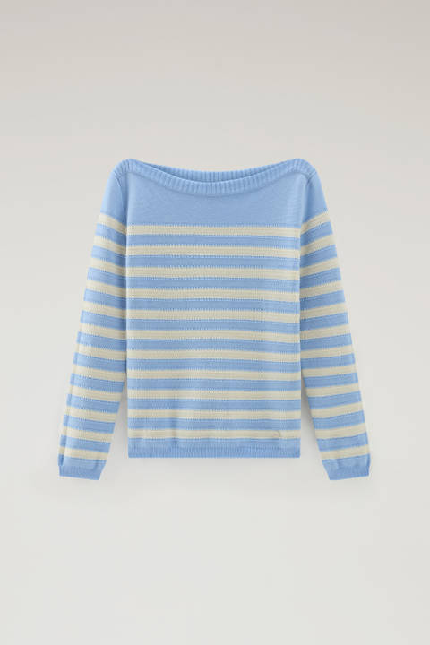 Sweater aus reiner Baumwolle mit U-Boot-Ausschnitt Blau photo 2 | Woolrich