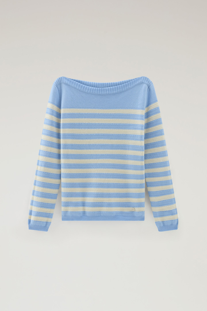 Pure Cotton Sweater with Boat Neckline Blue photo 5 | Woolrich