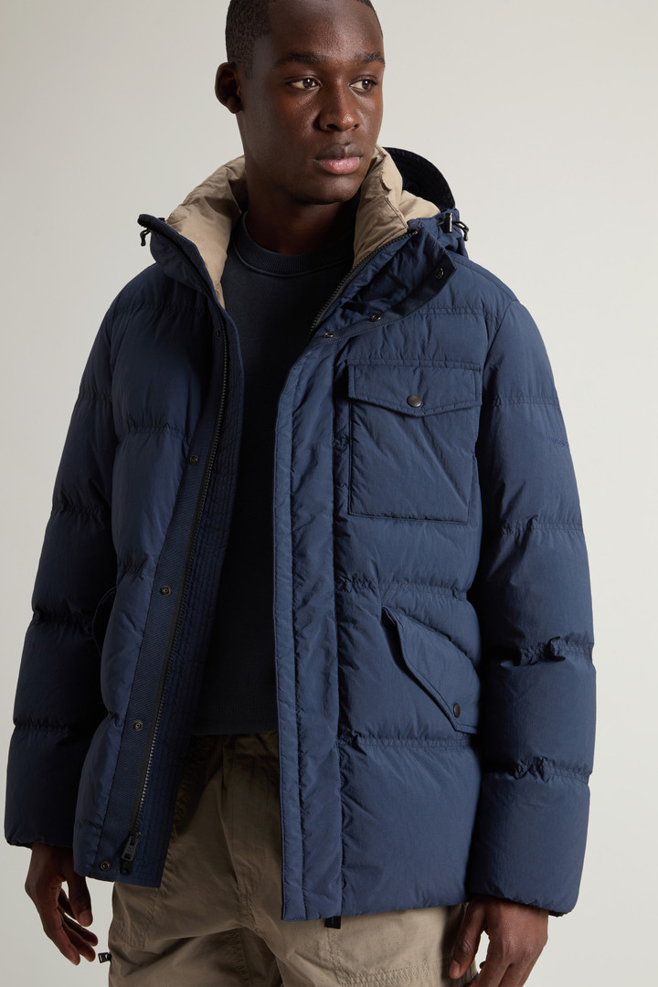 Navy blue puffer coat with fur hood best sale