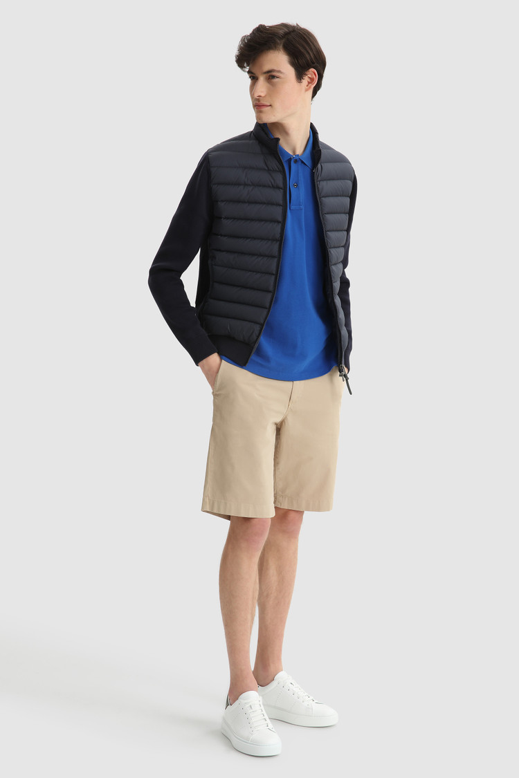 Quilted Track jacket with knit sleeves