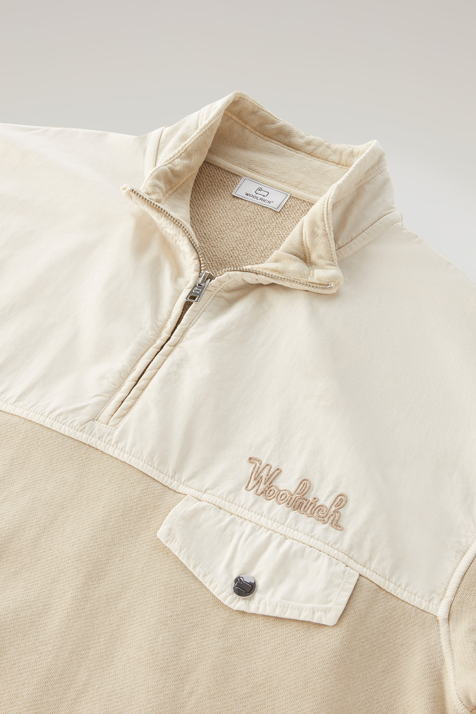 Sweatshirt in Garment-Dyed Cotton and Poplin Cotton Beige photo 6 | Woolrich