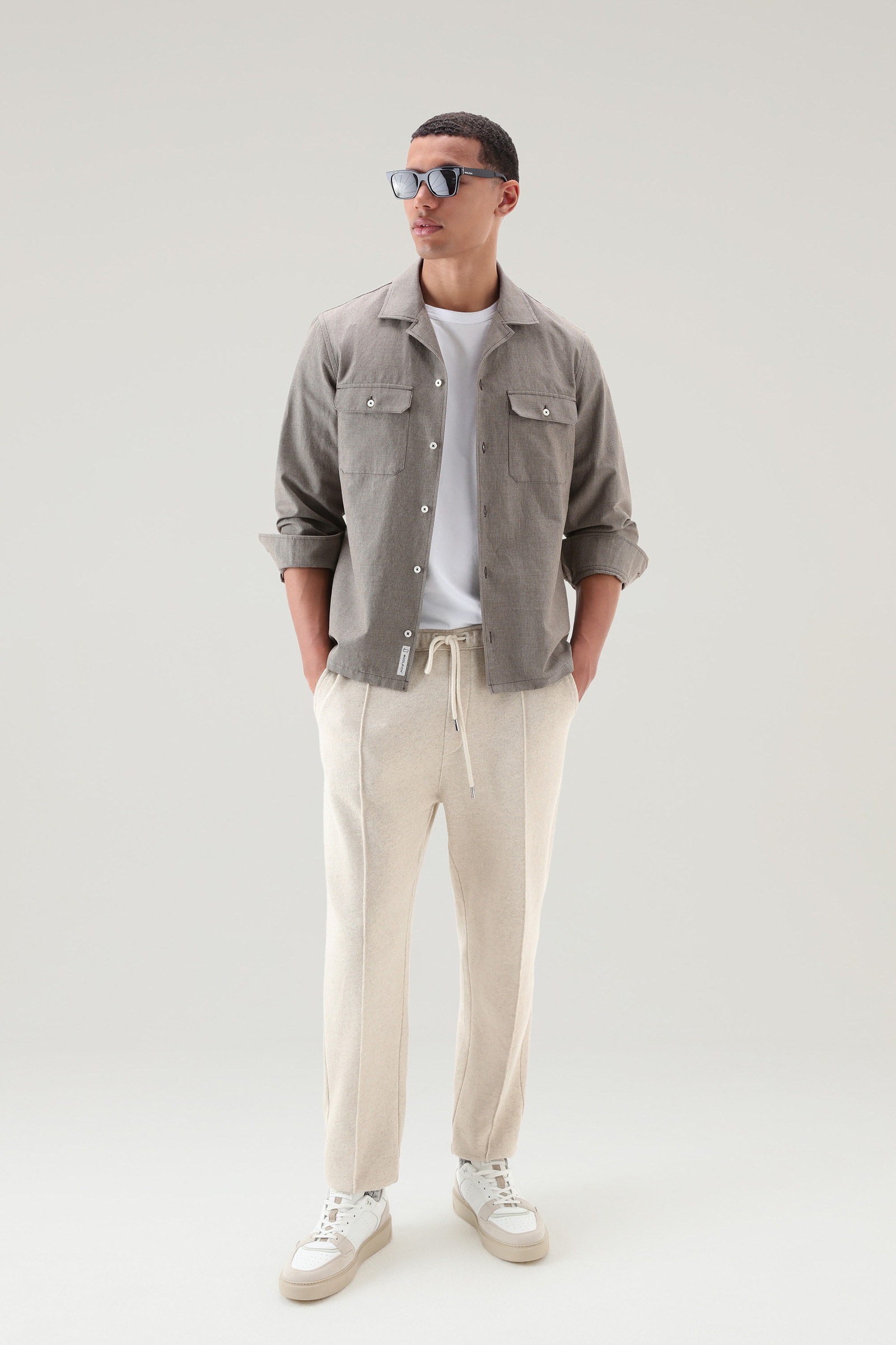 Giacca a camicia in misto cotone e lino marrone photo 2 | Woolrich