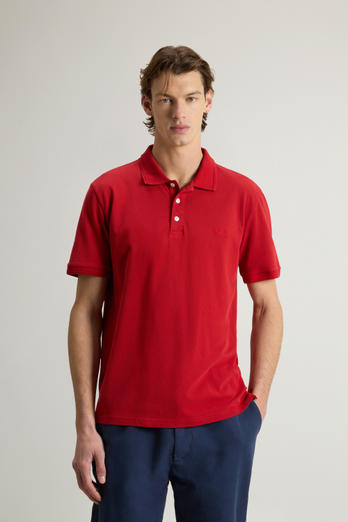 Achteraf geverfde Mackinack-poloshirt van katoenpiqué met stretch Rood | Woolrich
