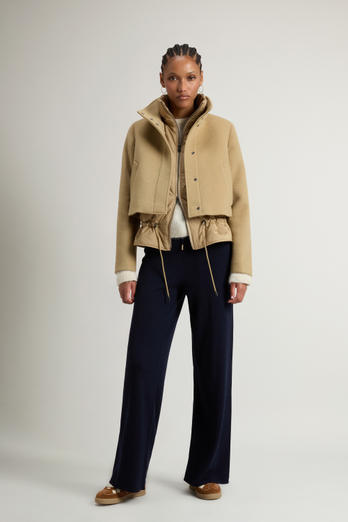 Double Jacket in Wool Blend with Turtleneck Beige | Woolrich