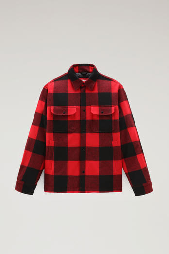 Alaskan Padded Check Overshirt in Recycled Italian Wool Blend Red | Woolrich