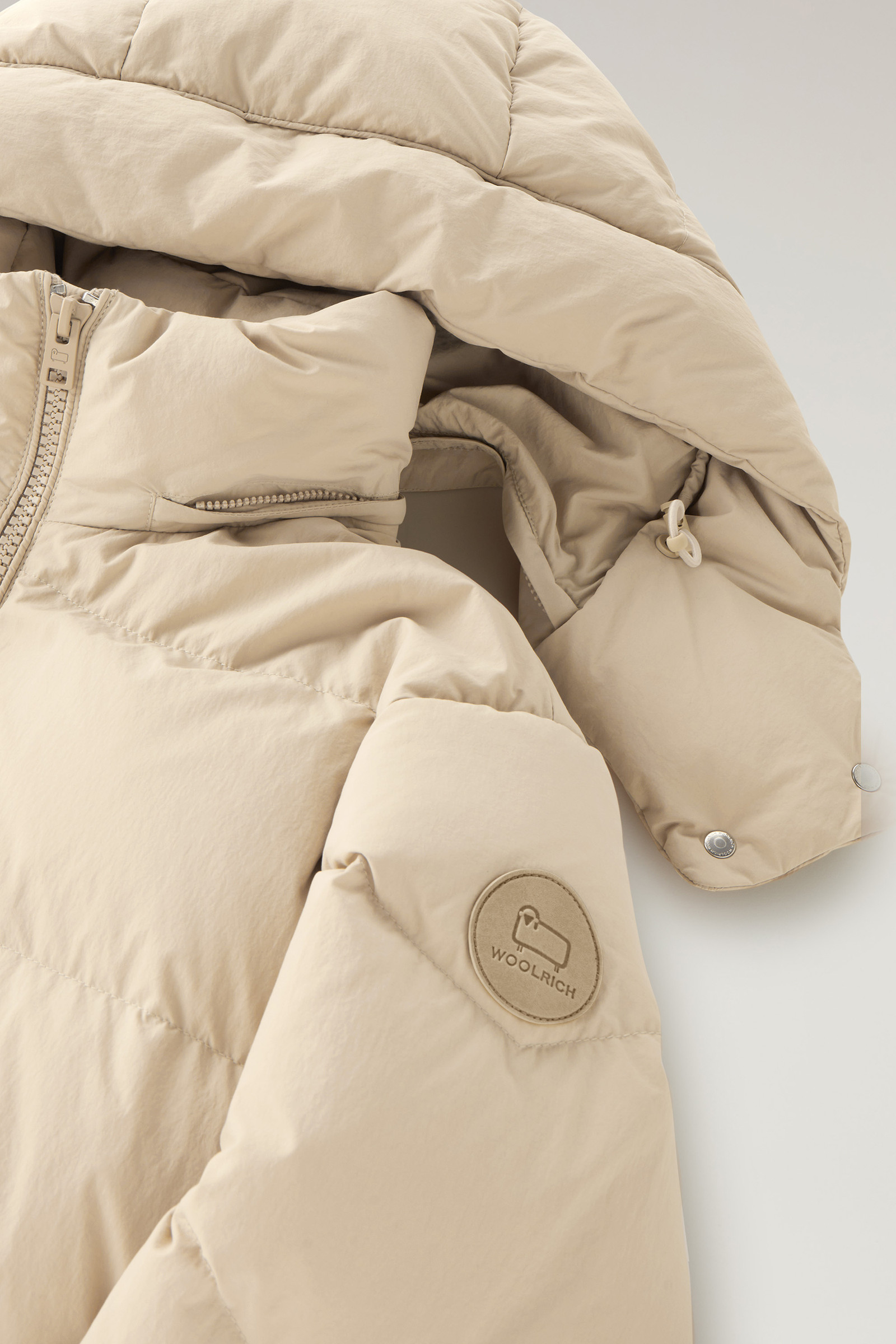 Quilted Down Jacket in Eco Taslan Nylon with Detachable Hood Beige photo 7 | Woolrich