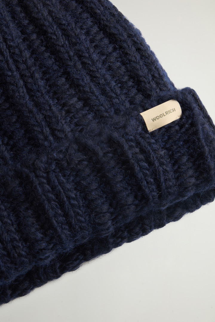 Ribbed Beanie in Wool and Alpaca Blend Blue photo 3 | Woolrich