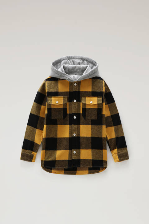 Boys' Hooded Buffalo Check Overshirt Yellow | Woolrich