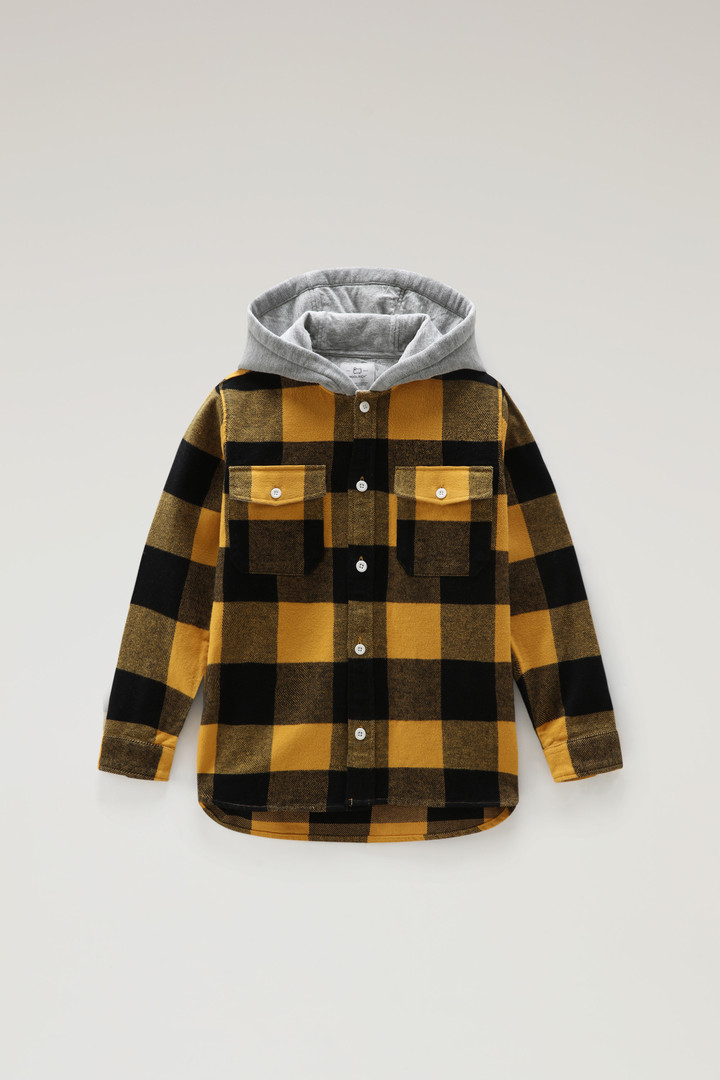 Boys' Hooded Buffalo Check Overshirt Yellow photo 1 | Woolrich