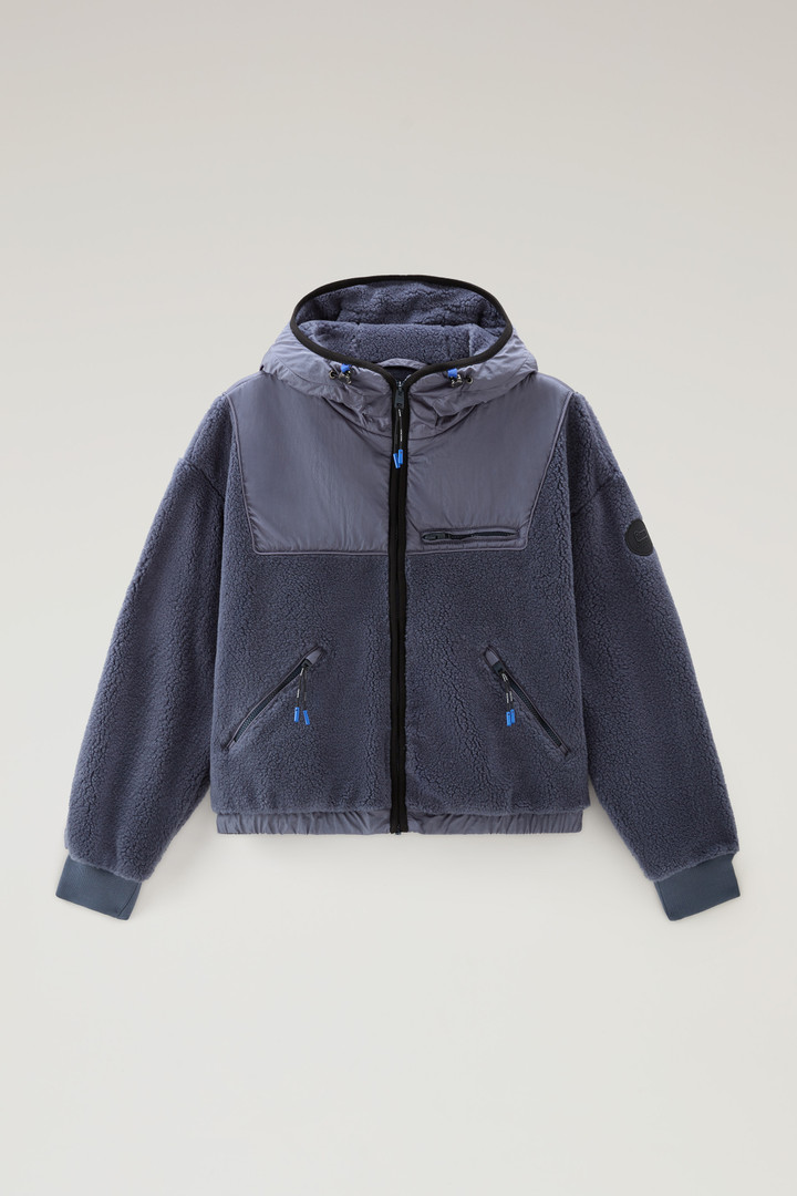 Full-zip Hoodie in Sherpa and Nylon Blue photo 1 | Woolrich