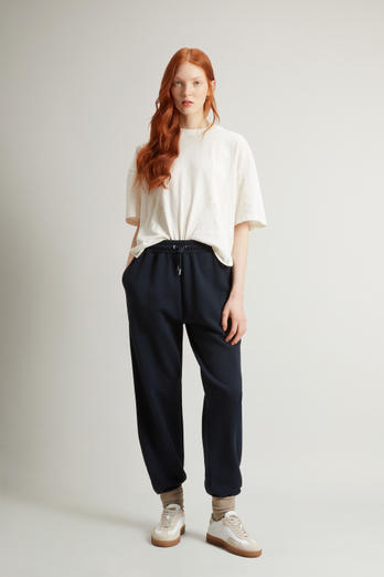 Pure Cotton Fleece Pants Blue | Woolrich