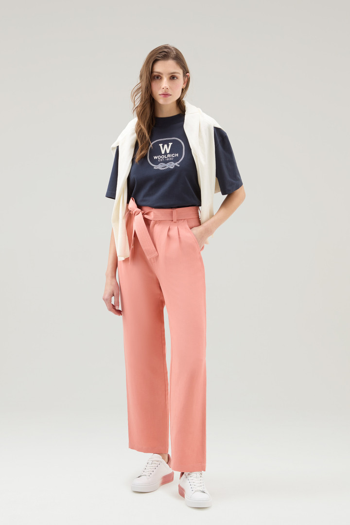 Pantalon en lin mélangés avec ceinture en tissu Rose photo 2 | Woolrich