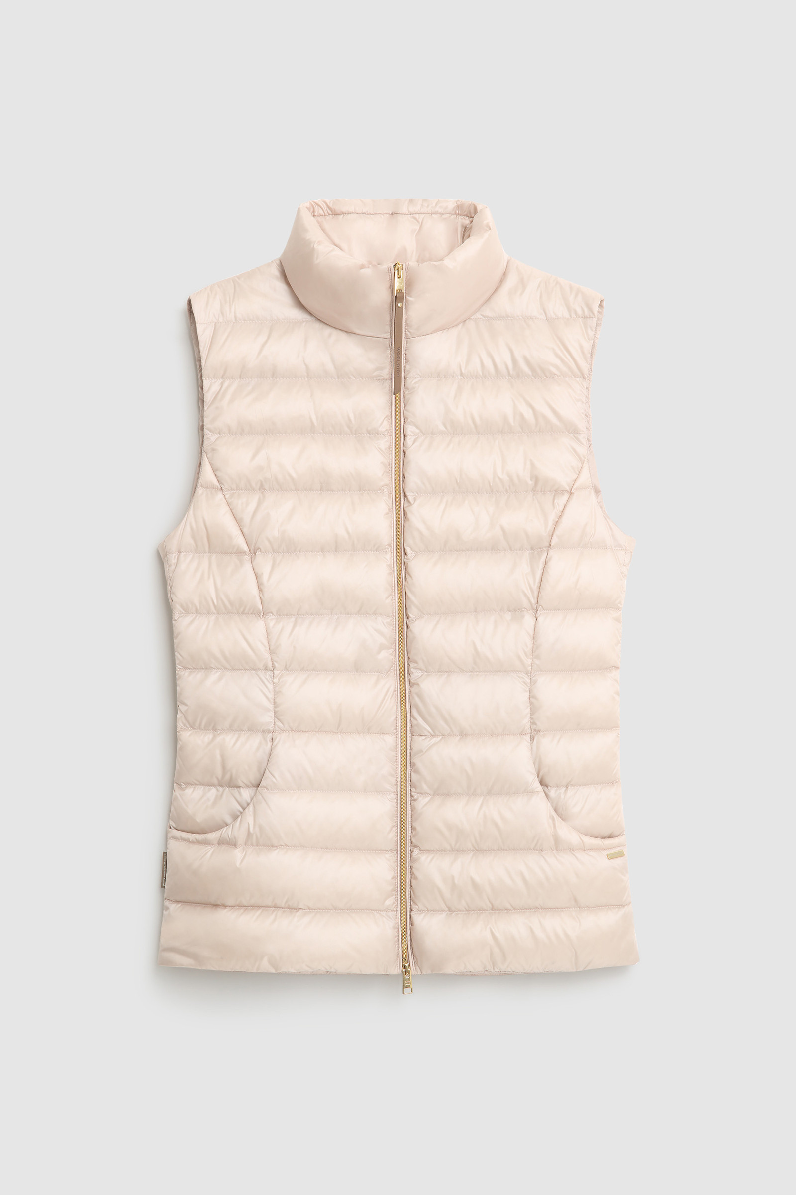 Doorgestikte Abbie bodywarmer van glanzend nylon