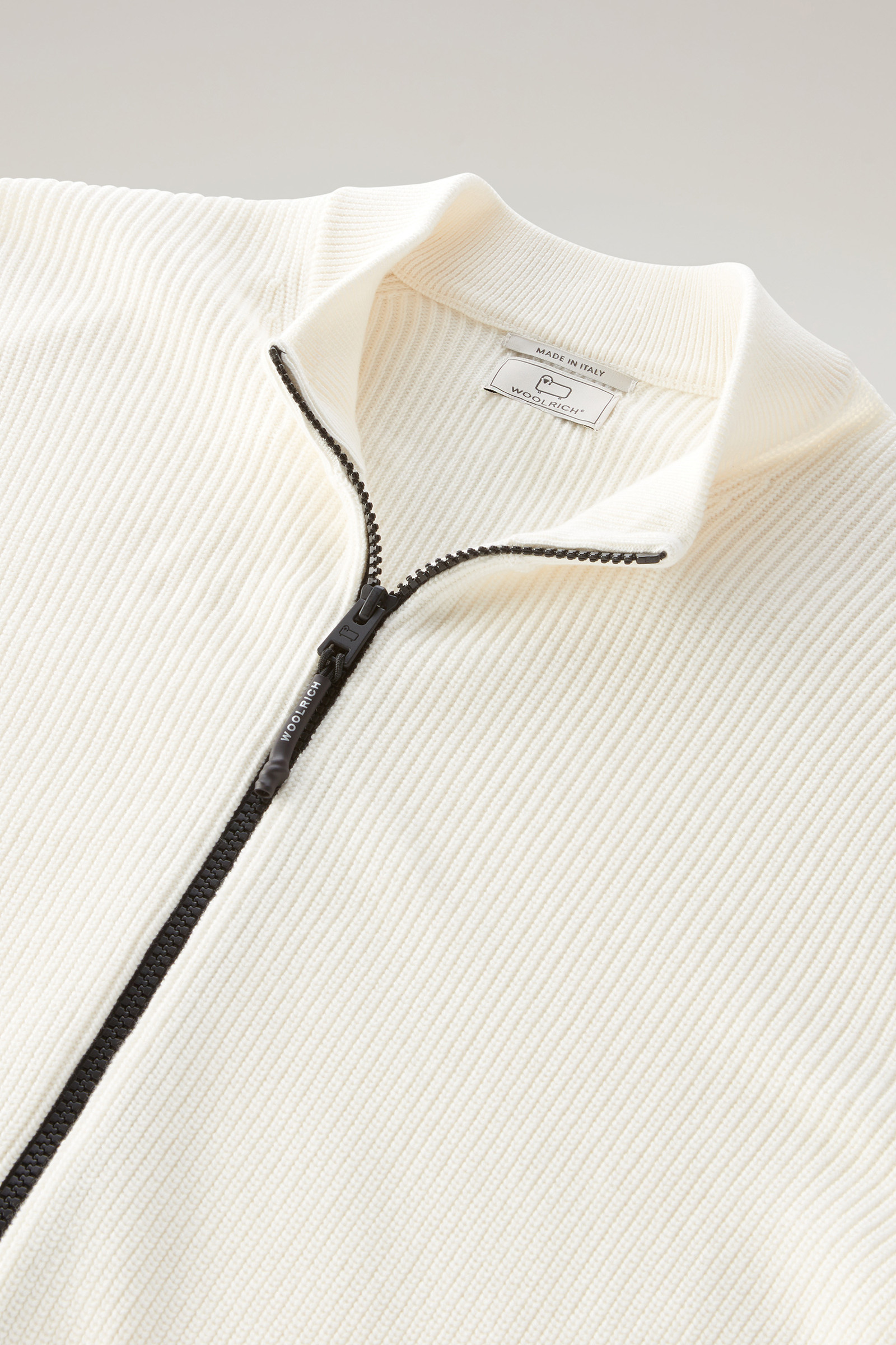 Maille en pur coton avec fermeture zippée intégrale blanc photo 6 | Woolrich