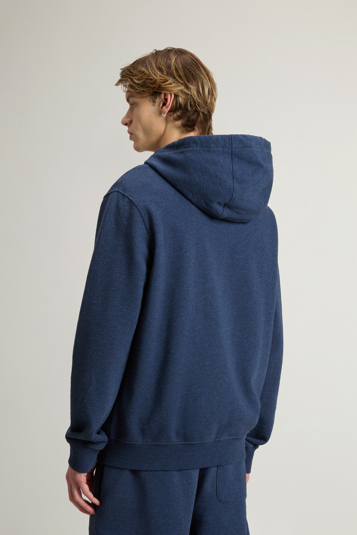 Sweat-shirt à capuche en pur coton mouliné Bleu photo 3 | Woolrich