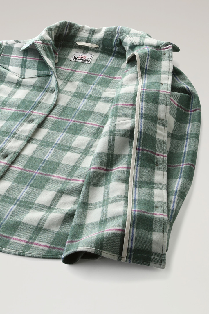 Western Check Overshirt in Wool Blend Flannel Green photo 4 | Woolrich