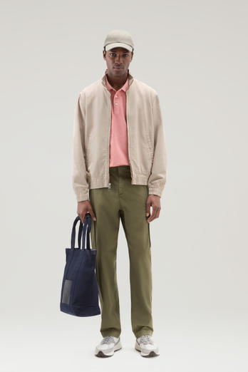 Bomber Jacket in Cotton-Linen Blend Beige | Woolrich