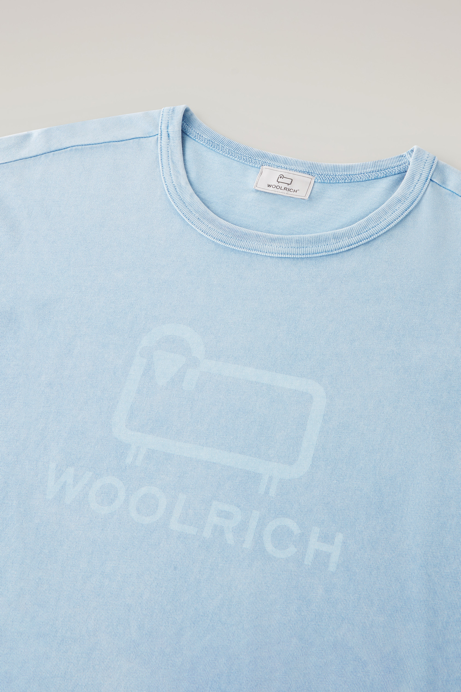 T-shirt en pur coton teint en pièce avec logo Sheep bleu photo 6 | Woolrich
