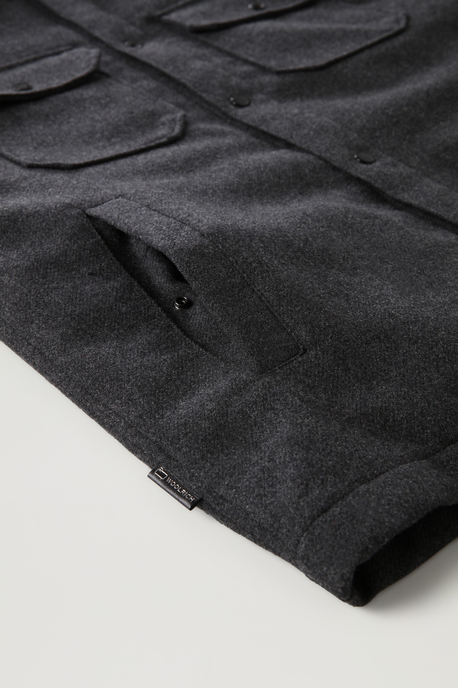 Padded Alaskan Overshirt in Recycled Melton Wool Grey photo 8 | Woolrich