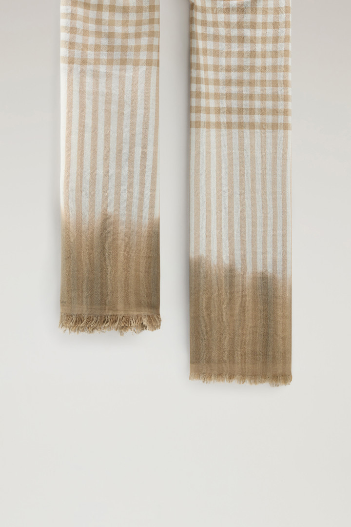 Écharpe en mélange de laine et coton avec motif micro carreaux Beige photo 2 | Woolrich