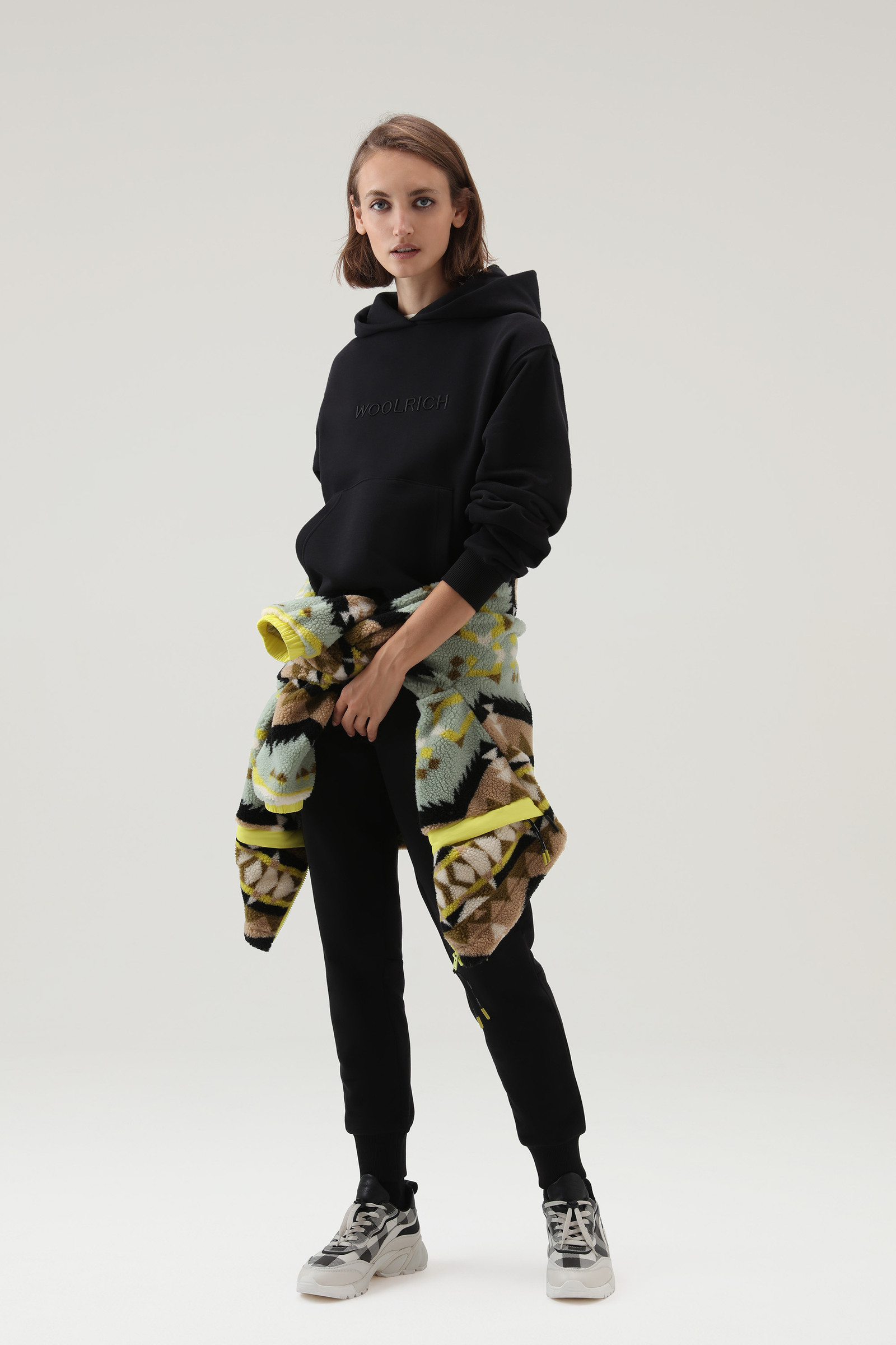 Logo Fleece Hoodie Black photo 2 | Woolrich