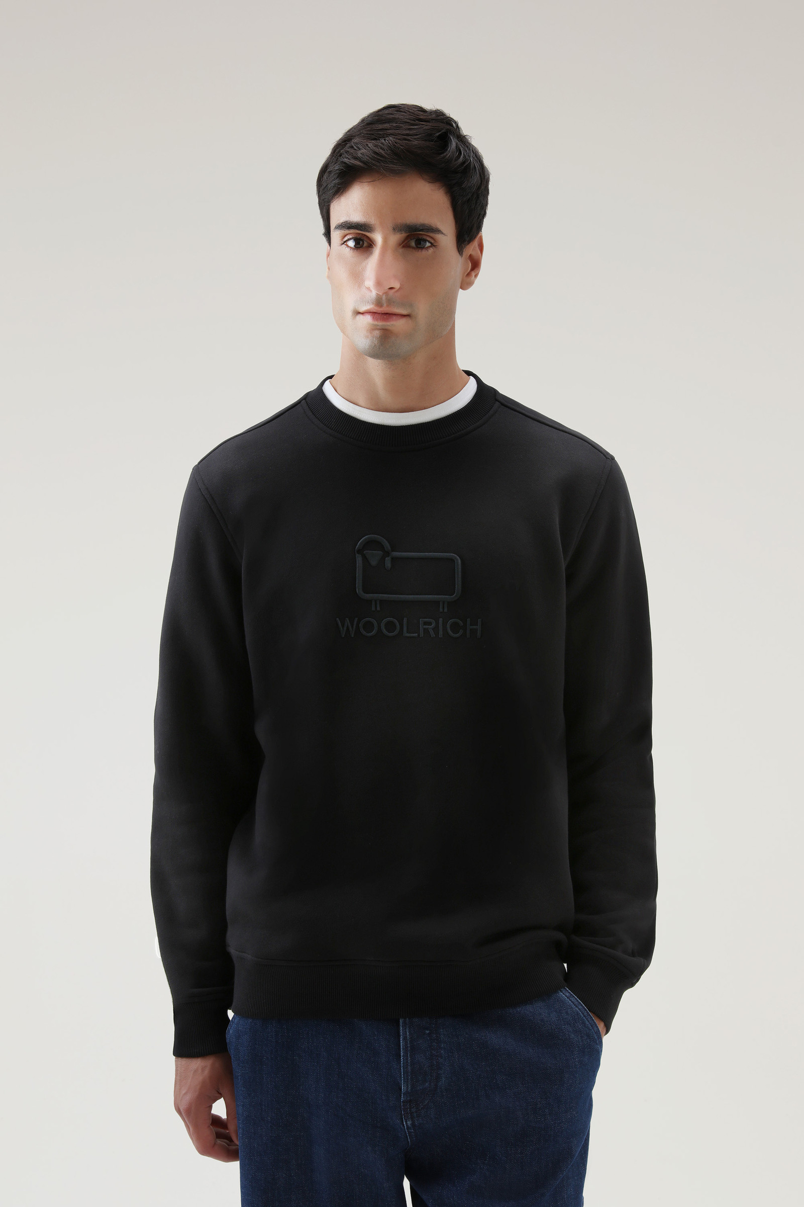 Classic Fleece Crewneck with Embroidered Logo | Woolrich