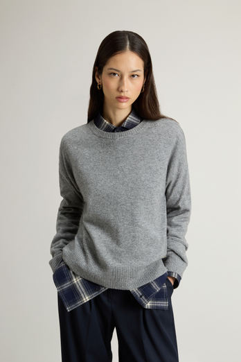 Pull ras-du-cou en mélange de laine vierge et cachemire Gris | Woolrich