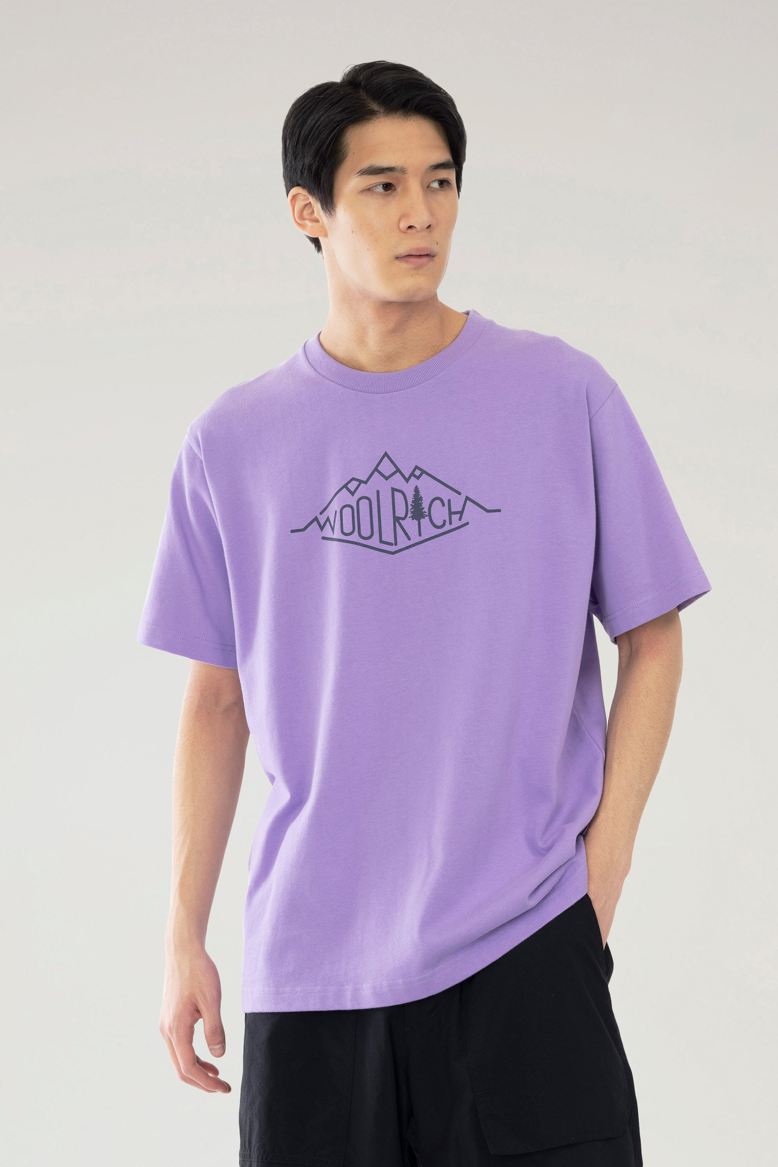 Mountainline T-shirt in Pure Cotton Lilac | Woolrich