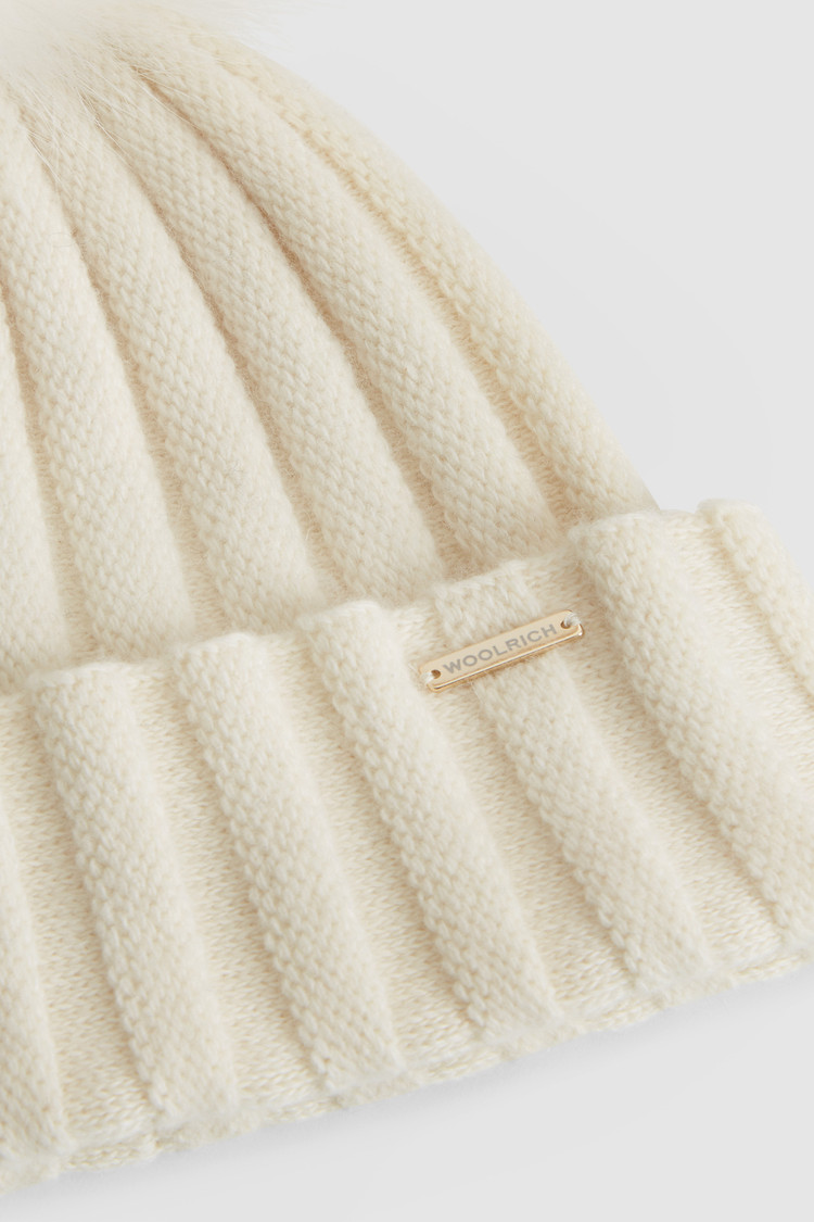 Wool and cashmere blend Beanie with pompom