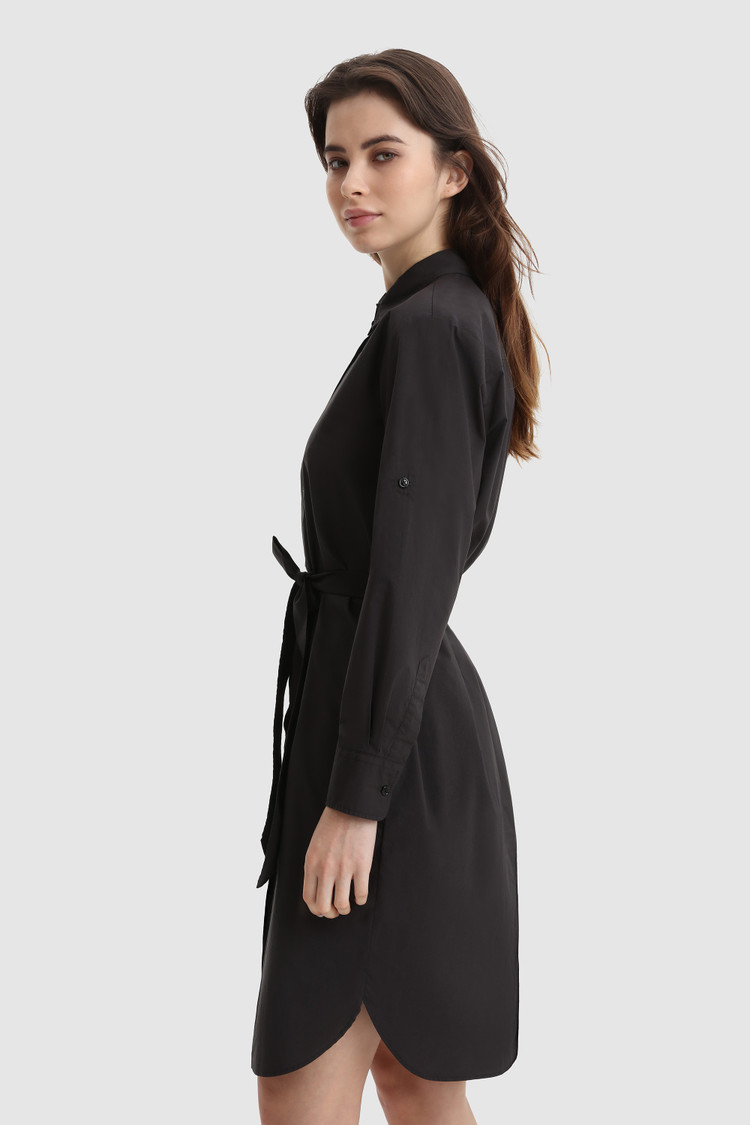 Popeline belted dress