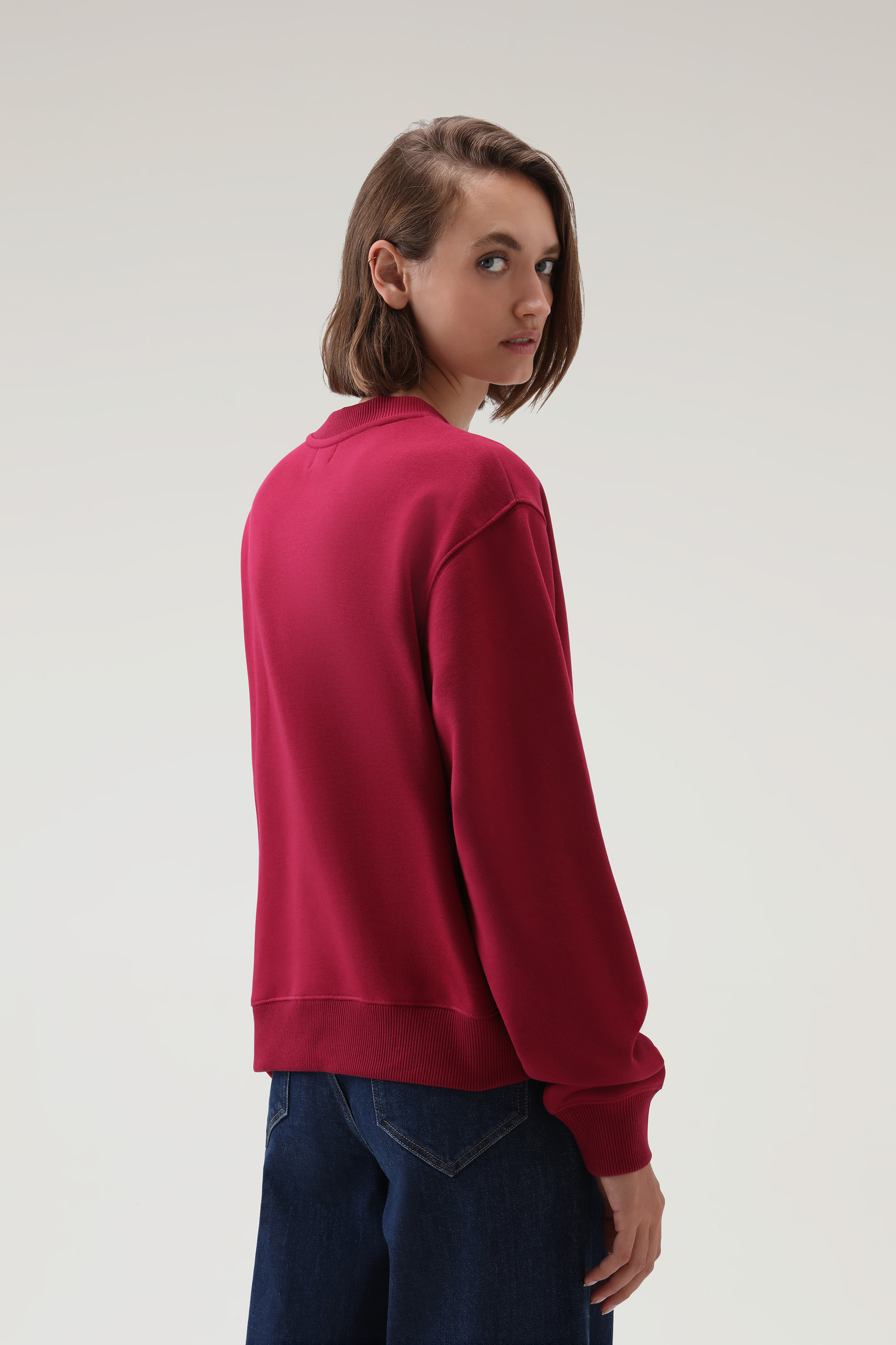 Embroidered Logo Fleece Sweatshirt Red photo 3 | Woolrich