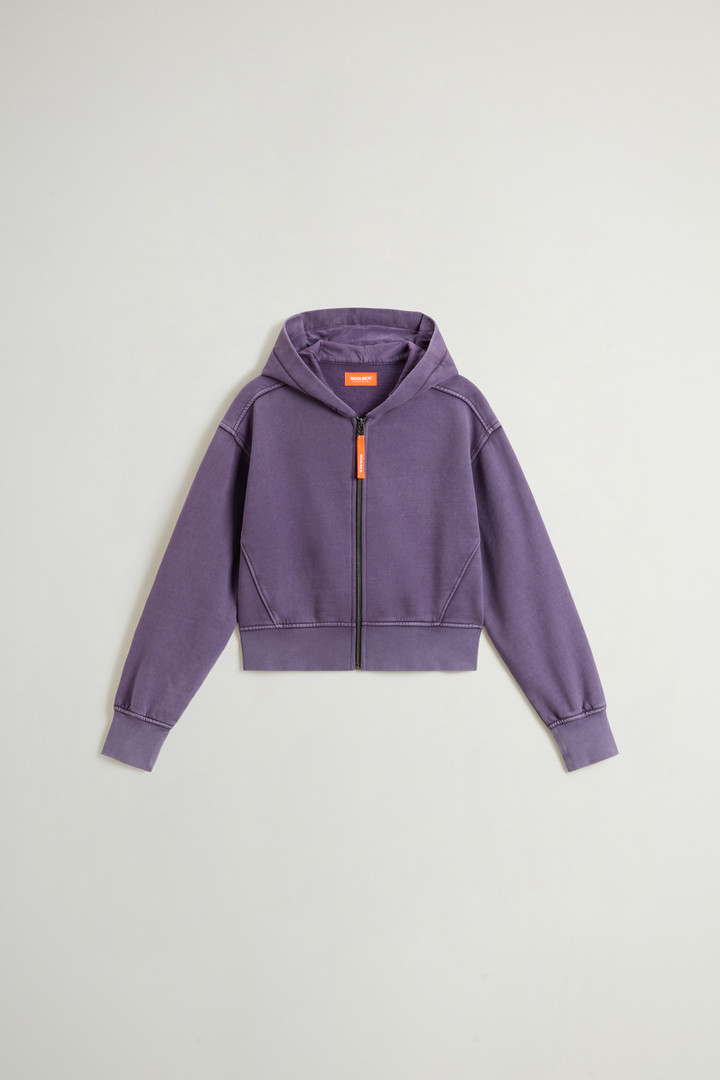 Teen Girls’ Garment-Dyed Cropped Hoodie in Pure Cotton Purple photo 1 | Woolrich