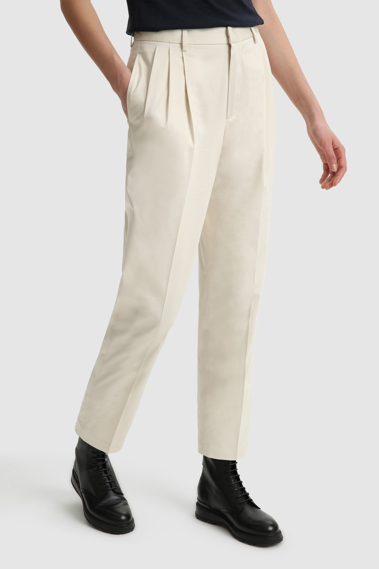 High-waist stretch cotton pant