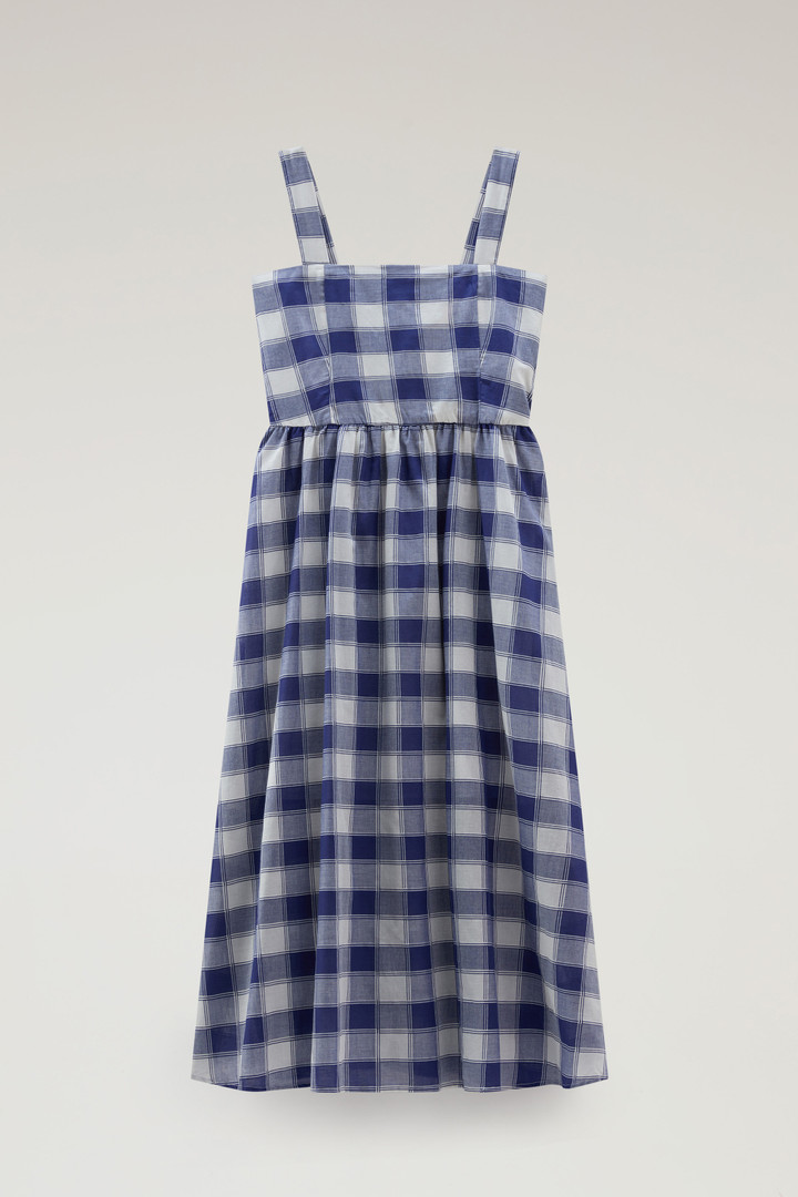 Long Dress in Pure Cotton Checked Voile Blue photo 5 | Woolrich