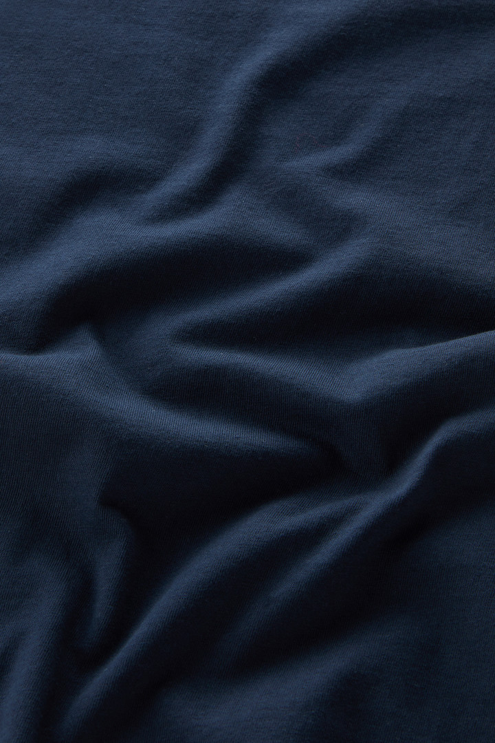 Pure Cotton Embroidered T-Shirt Blue photo 7 | Woolrich