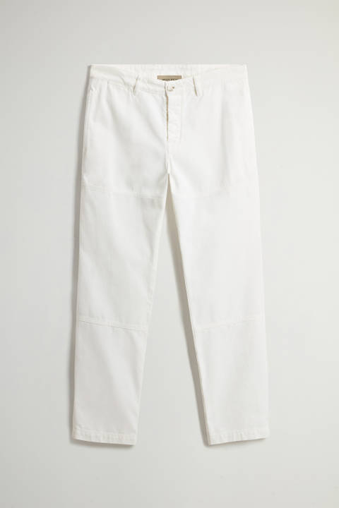 Pantaloni Carpenter tinti in capo in puro canvas di cotone Bianco photo 2 | Woolrich