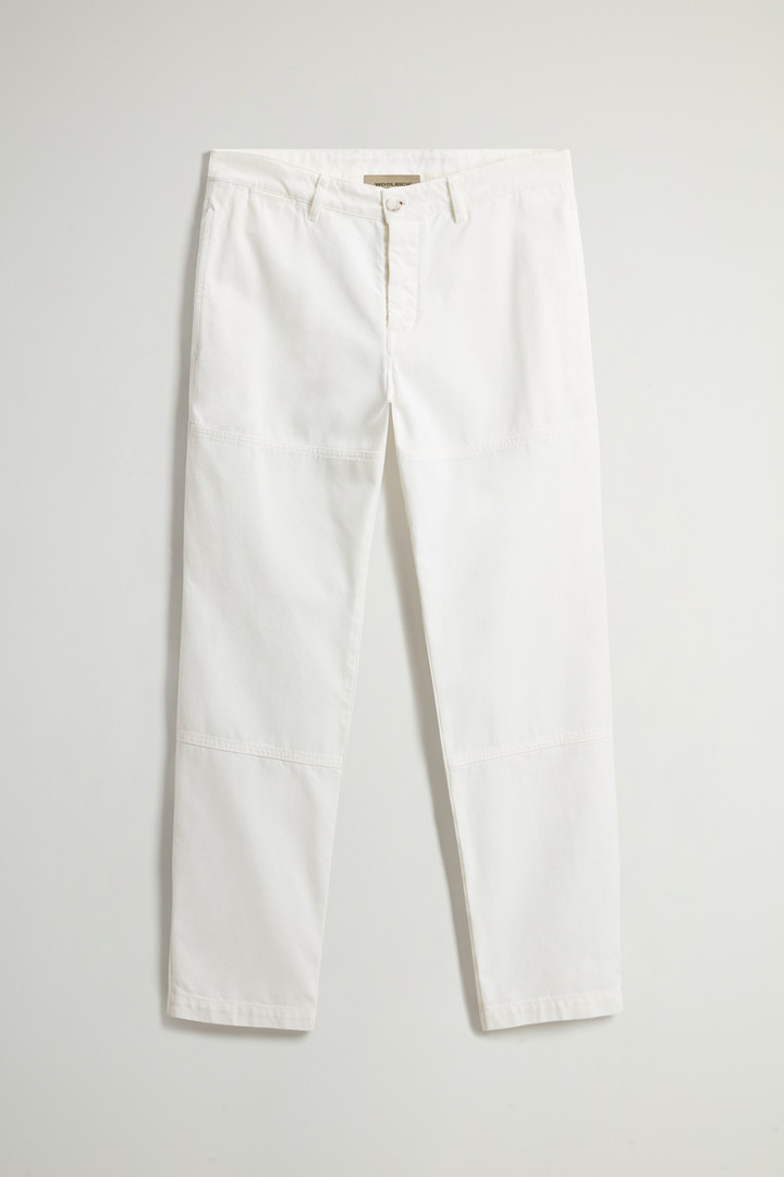 Woolrich Man Garment-dyed Carpenter Pants in Pure Cotton Canvas White Size 38