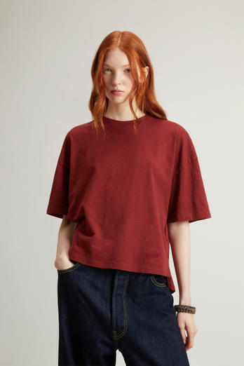 T-Shirt in Pure Cotton Slub Fabric Red | Woolrich