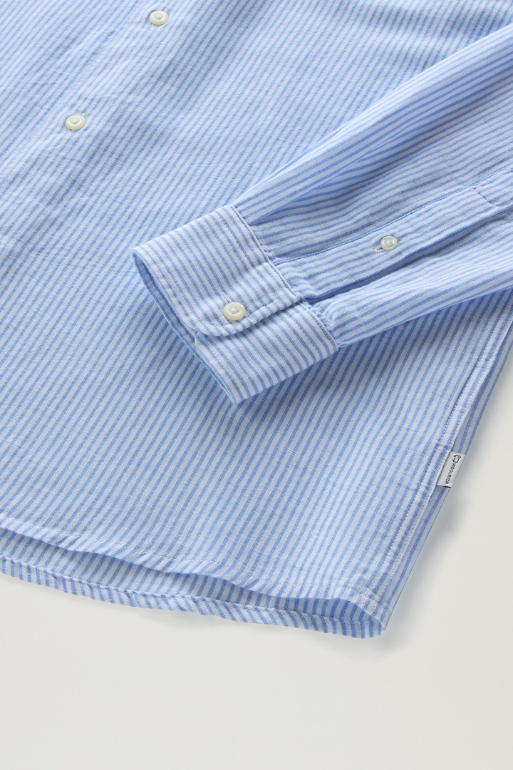 Gestreiftes Shirt aus einerm Baumwoll-Leinen-Materialmix Blau photo 7 | Woolrich
