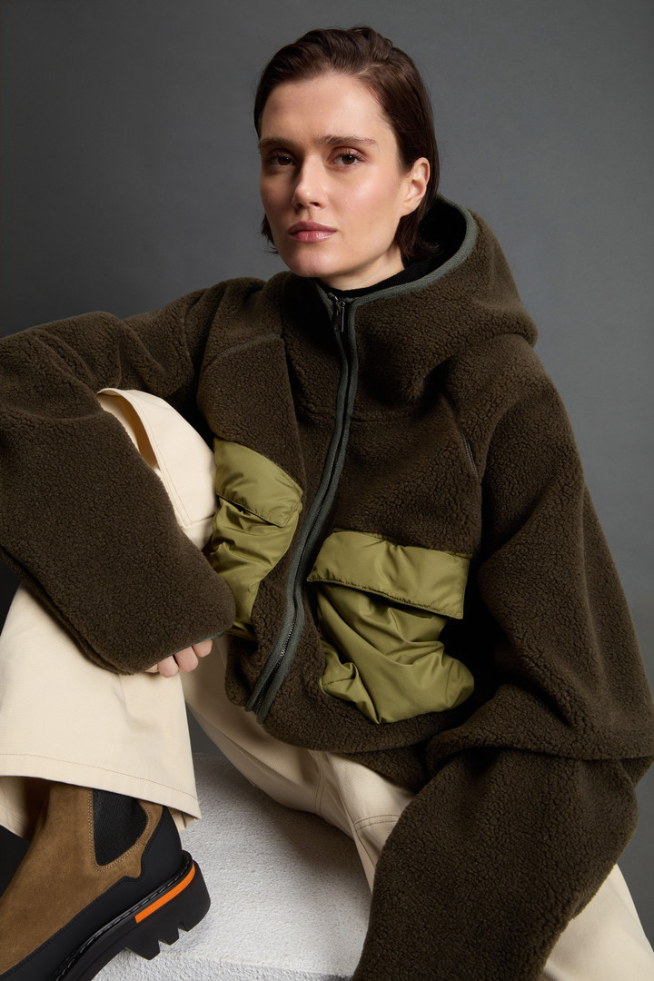 Hybrid-Kapuzenjacke mit durchgehendem Reißverschluss Grün photo 7 | Woolrich