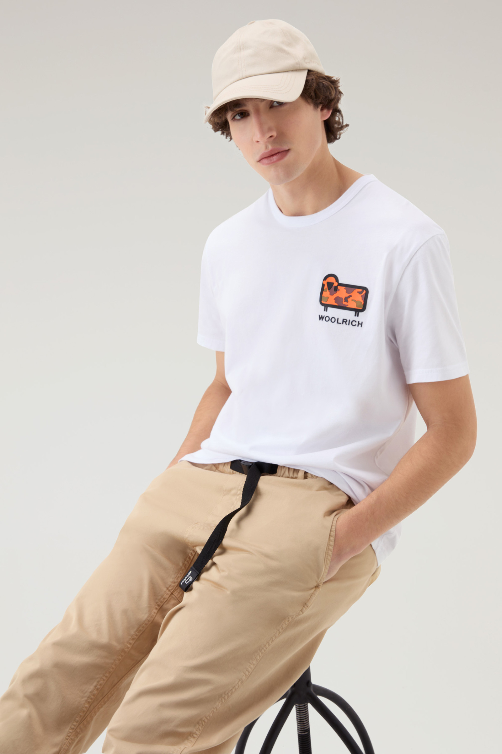 T-shirt in puro cotone con logo camouflage bianco photo 4 | Woolrich